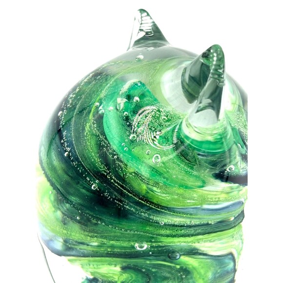 Kerry Glass Art Blown Glass Paperweight Owl Green Swirl Hand Made in Ireland - Picture 11 of 15